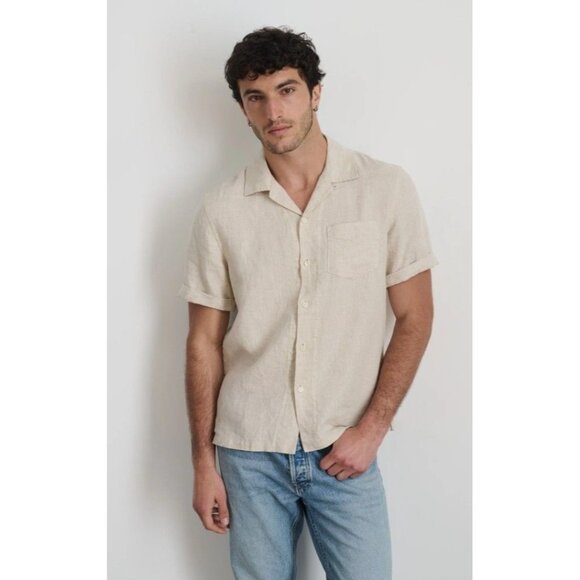 Alex Mill Flax Linen Camp Shirt Button Down Short Sleeve Men's Size M NWT - Picture 1 of 7